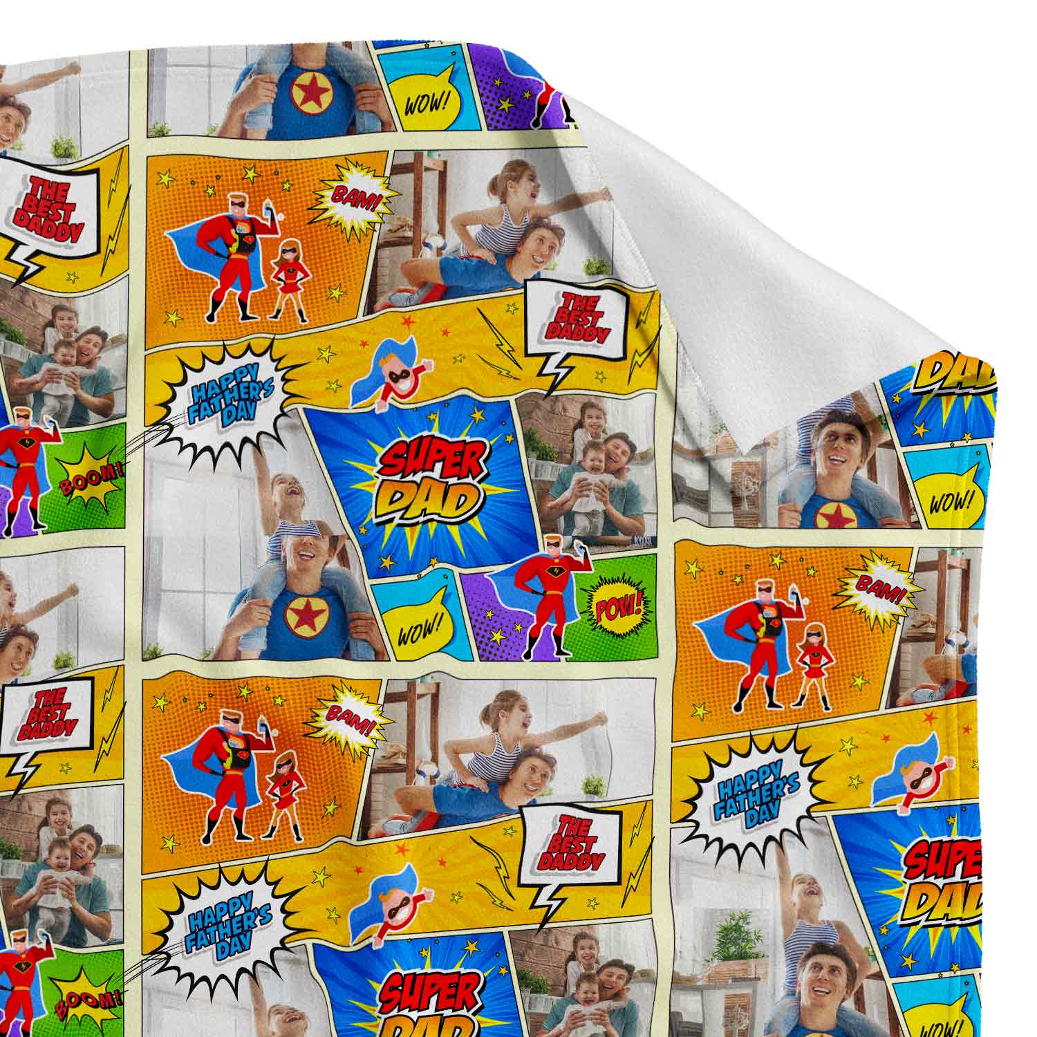 Super Dad Personalized Comic Strip Fathers Day Blanket