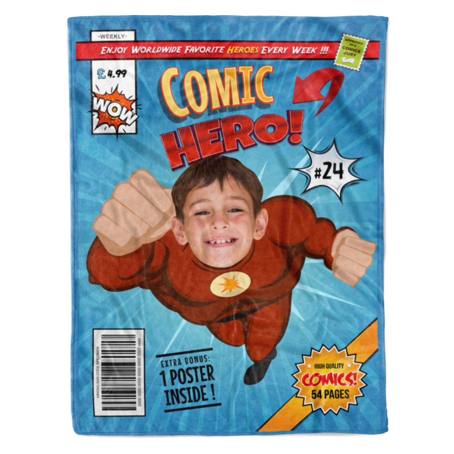 Comic Hero Magazine Personalized Blanket