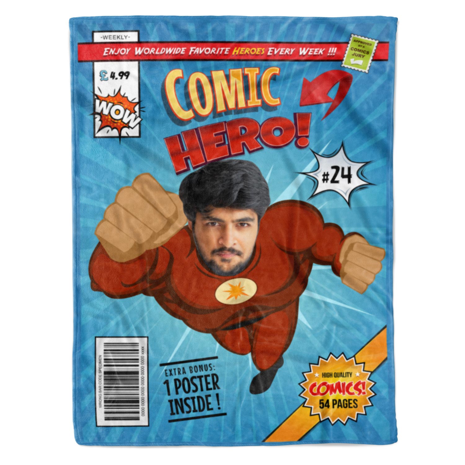 Comic Hero Magazine Personalized Blanket