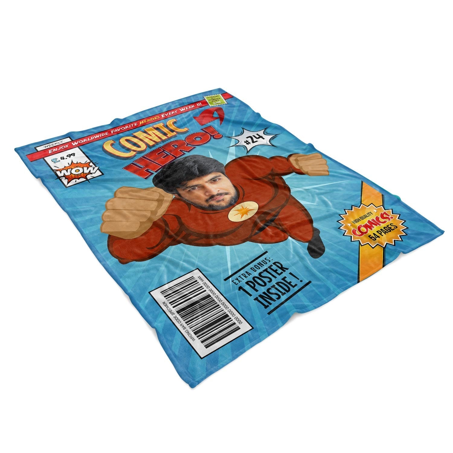 Comic Hero Magazine Personalized Blanket