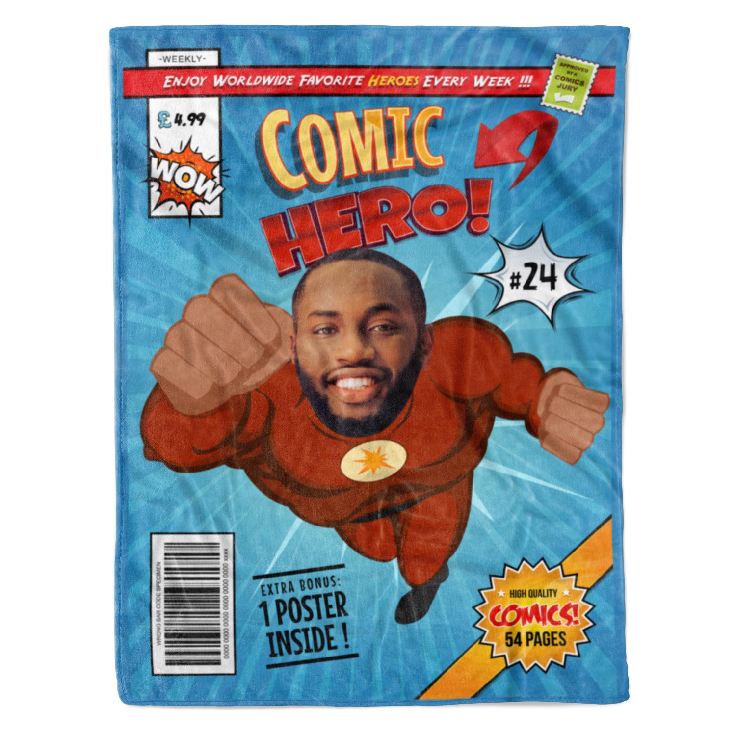 Comic Hero Magazine Personalized Blanket