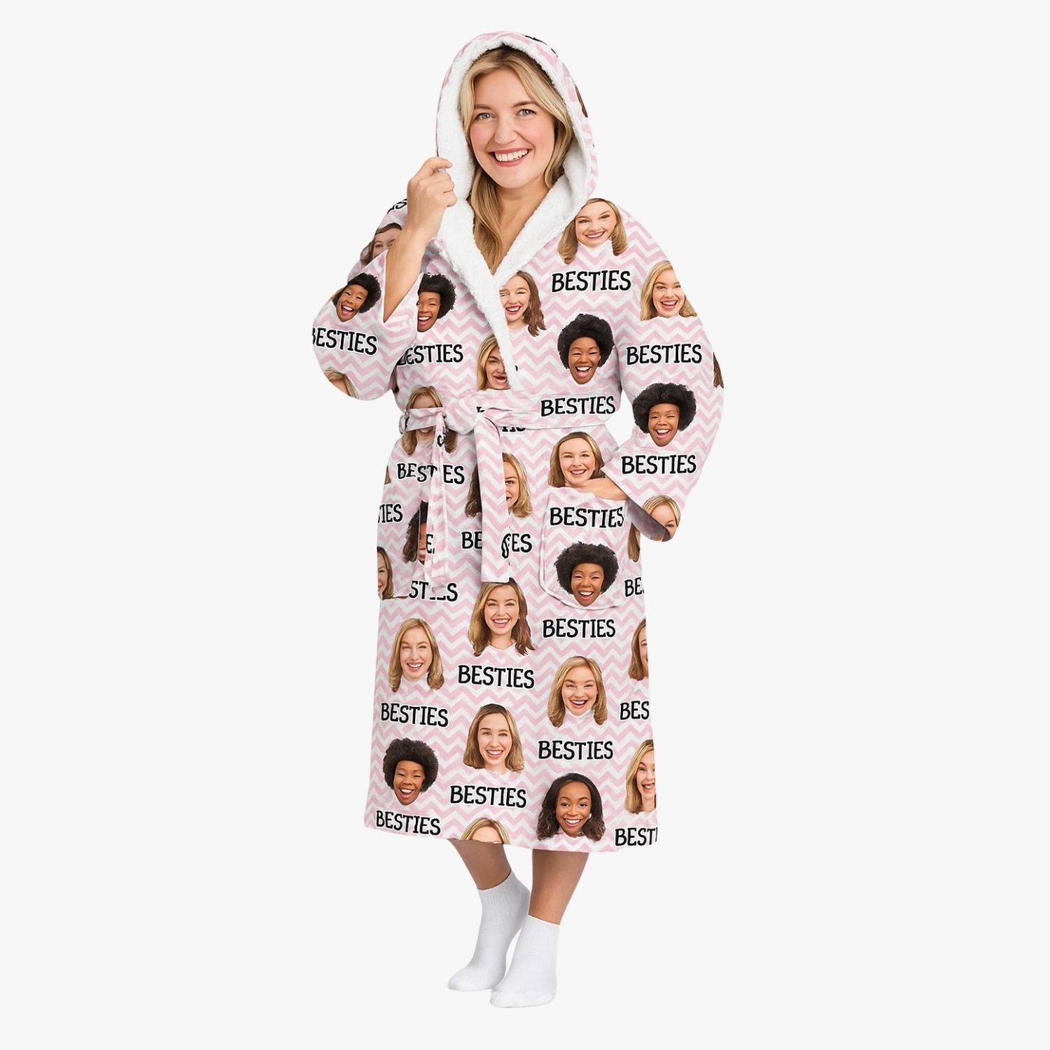 your best friends faces on a custom robe