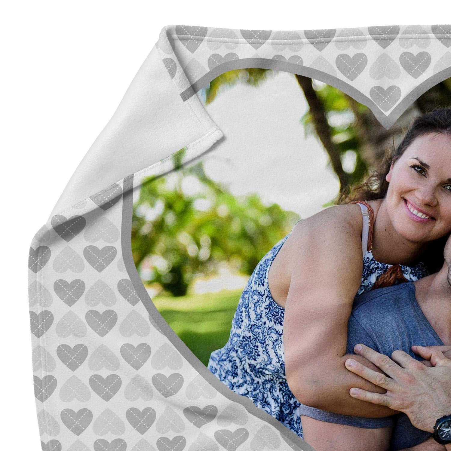 Gray Hearts Personalized Photo Blanket