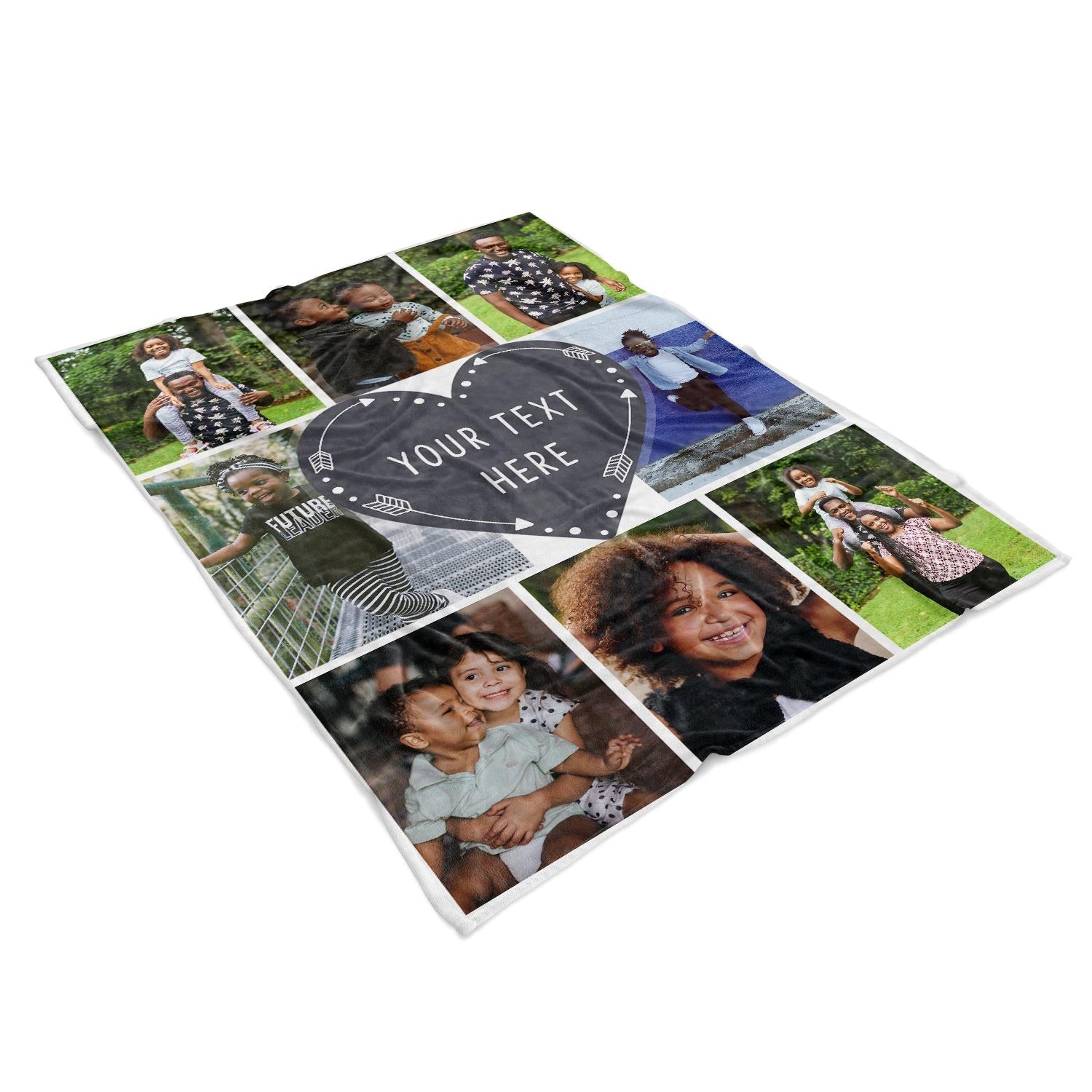 Photo Collage Personalized Blanket With Custom Heart Text