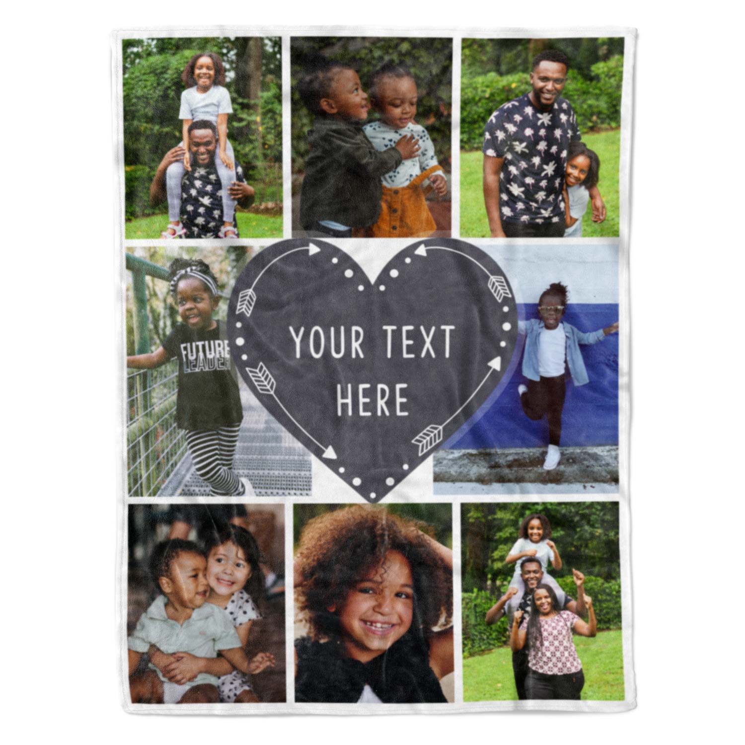 Photo Collage Personalized Blanket With Custom Heart Text