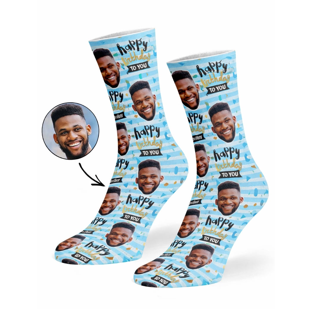 Happy Birthday Brother Custom Socks