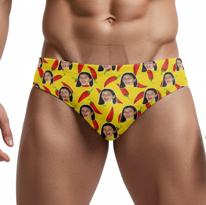 Chillies Pattern Custom Face Swim Trunks