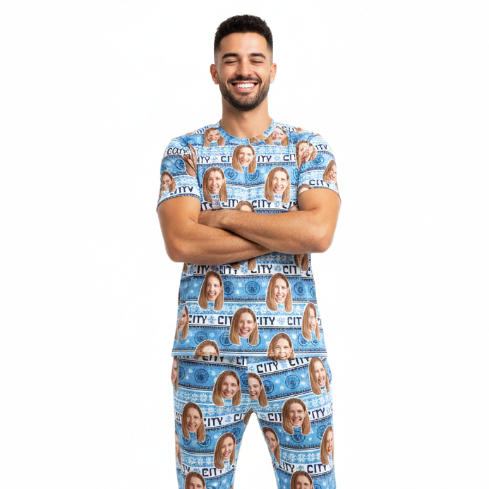 Christmas Man City Men's Custom Pajamas - Pants Set