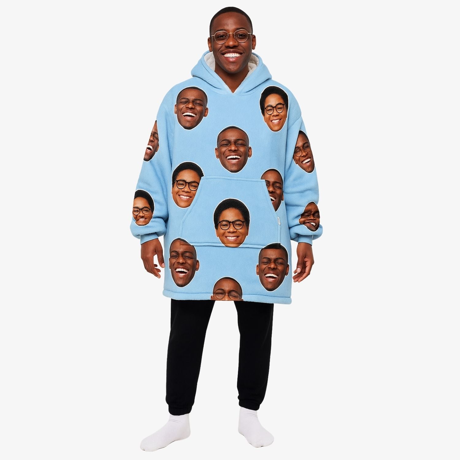 Couples Face Blanket Hoodie