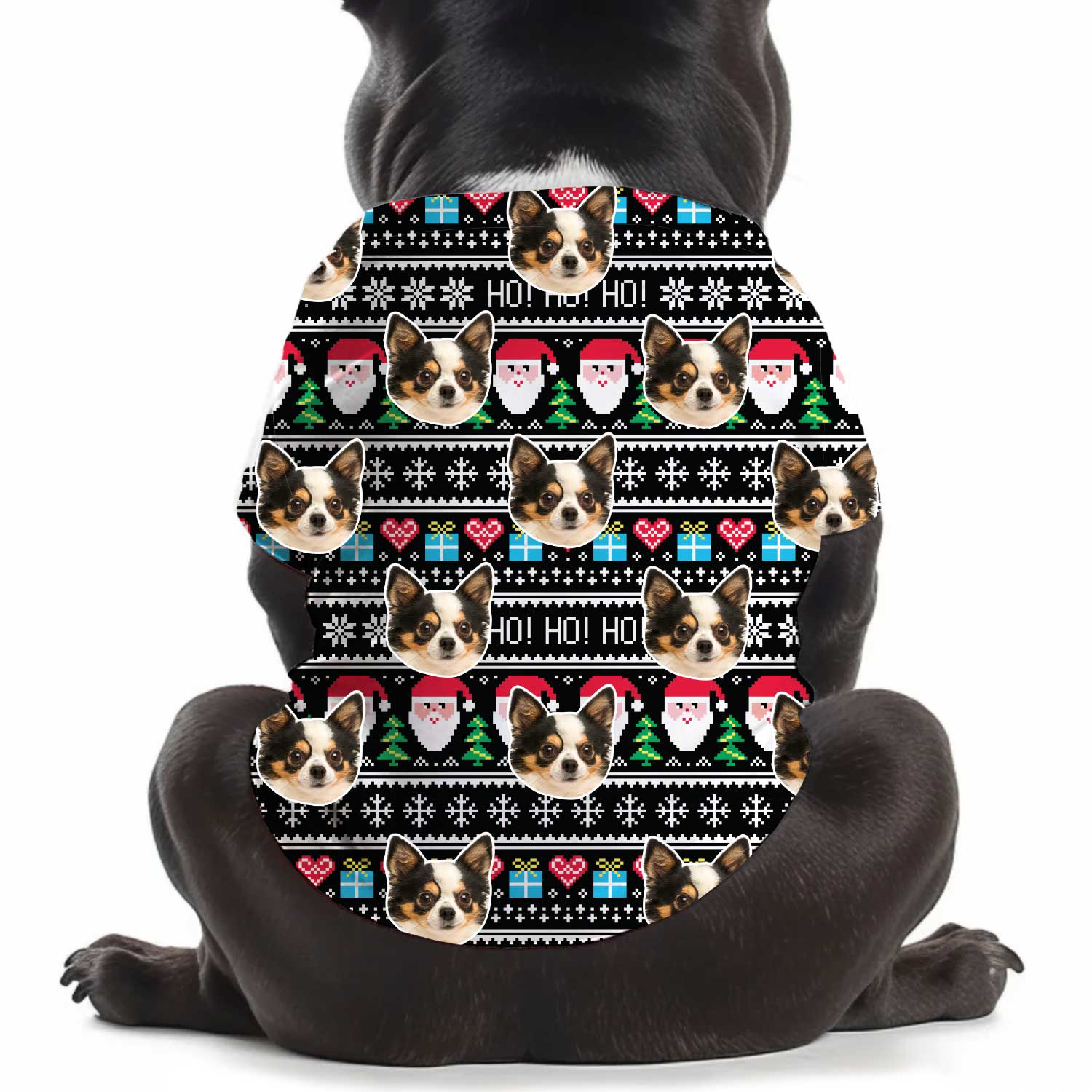 Puppy Face Ho Ho Ho Christmas Personalized Dog T Shirt