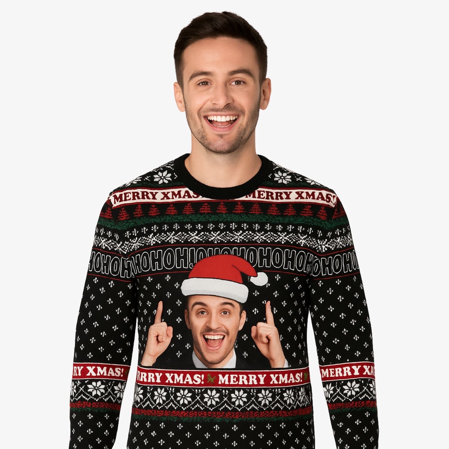Merry Xmas HO HO HO Photo Personalized Christmas Jumper