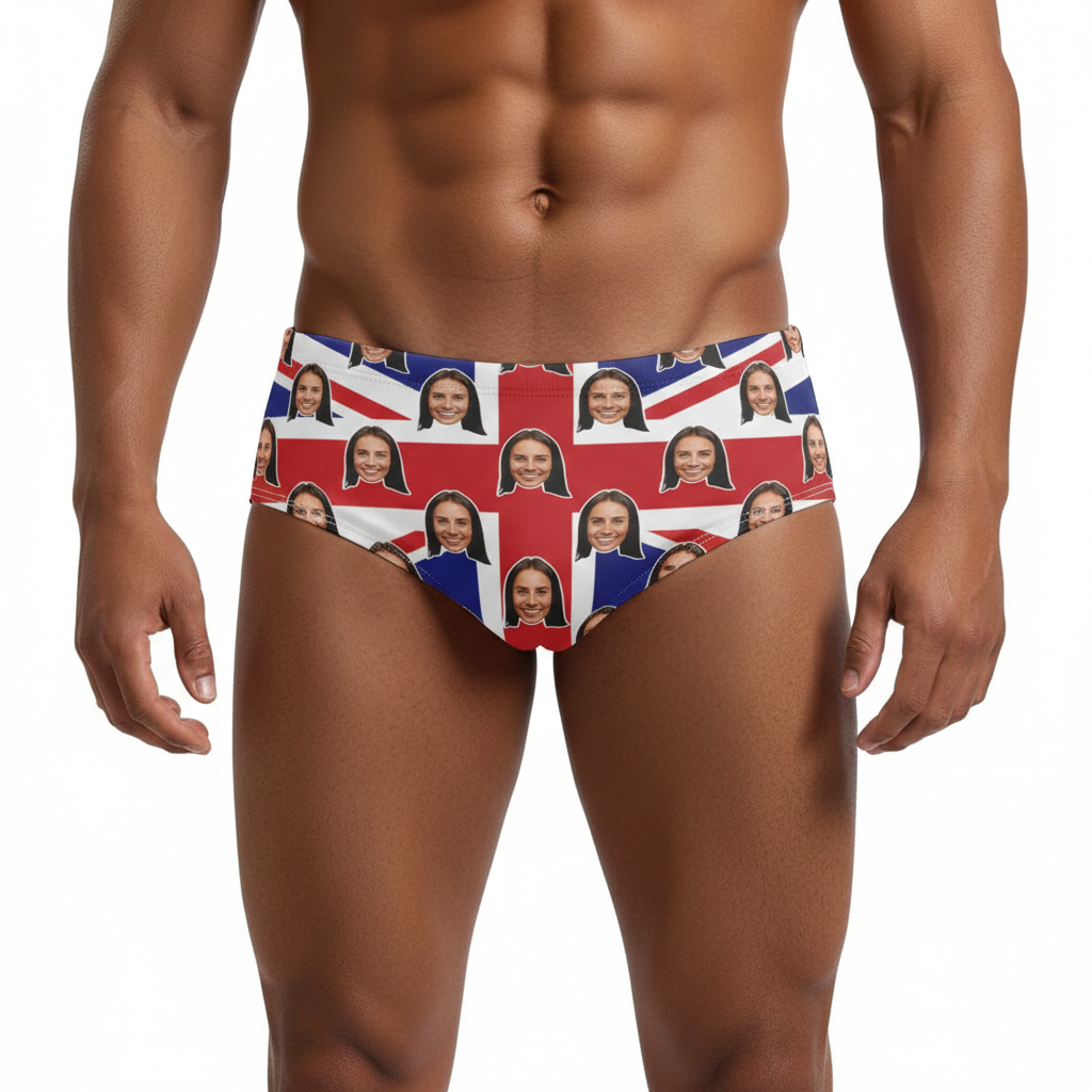Face Pattern UK Flag Swim Trunks