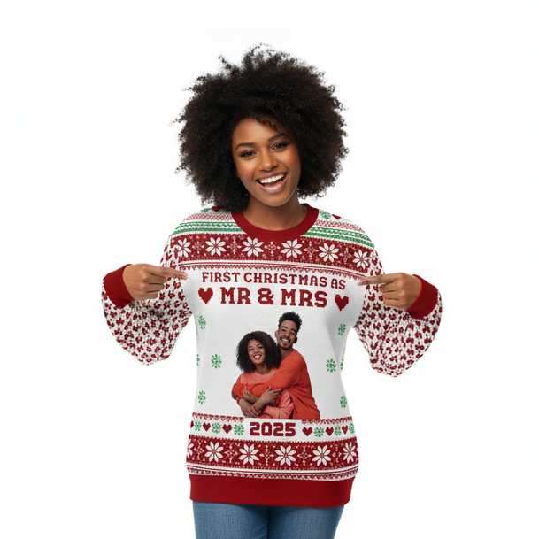 First Christmas as Mr & Mrs Personalized Christmas Sweater