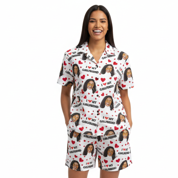 I Love My Girlfriend Personalized Hawaiian Shirt Shorts Set