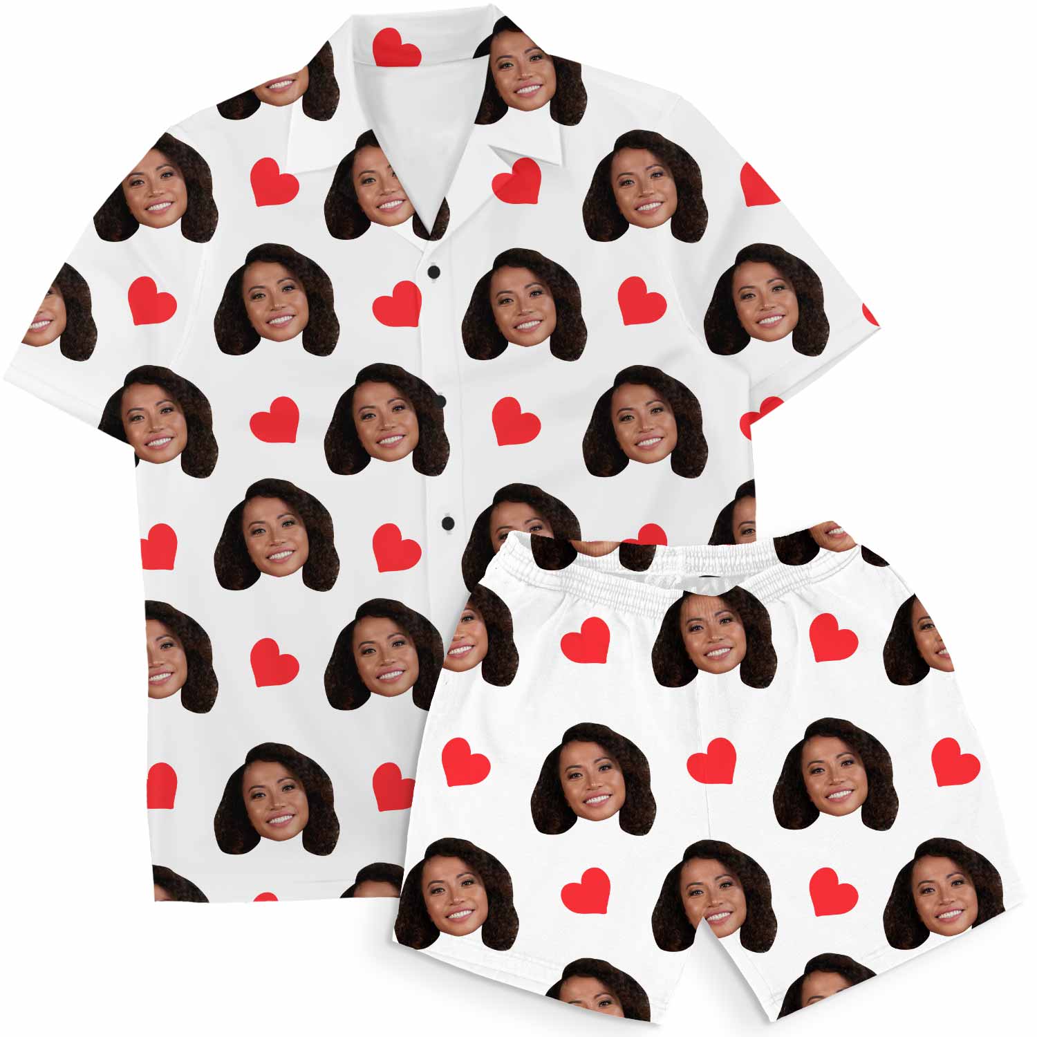 Personalized White Hawaiian Shirt Shorts Set