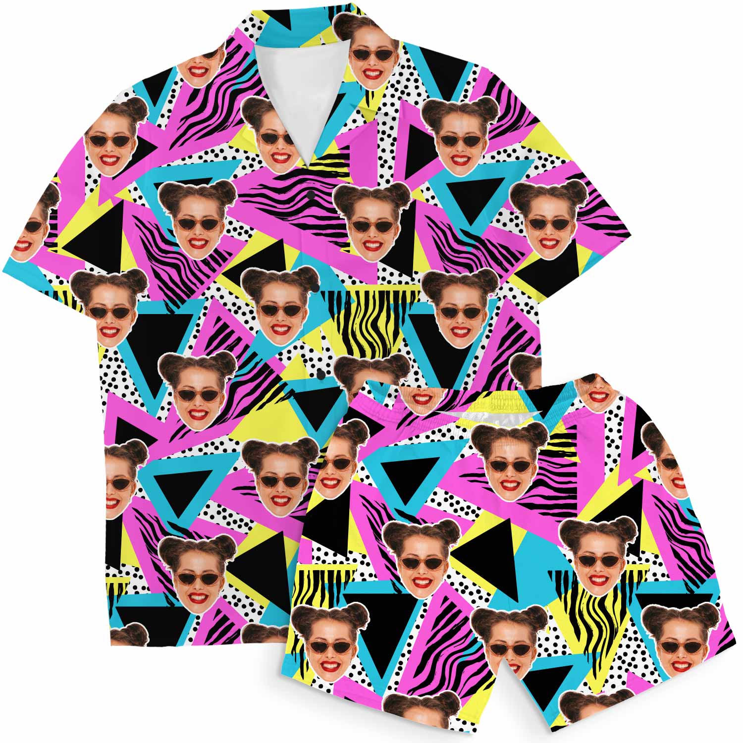 Retro Pattern Personalized Hawaiian Shirt Shorts Set