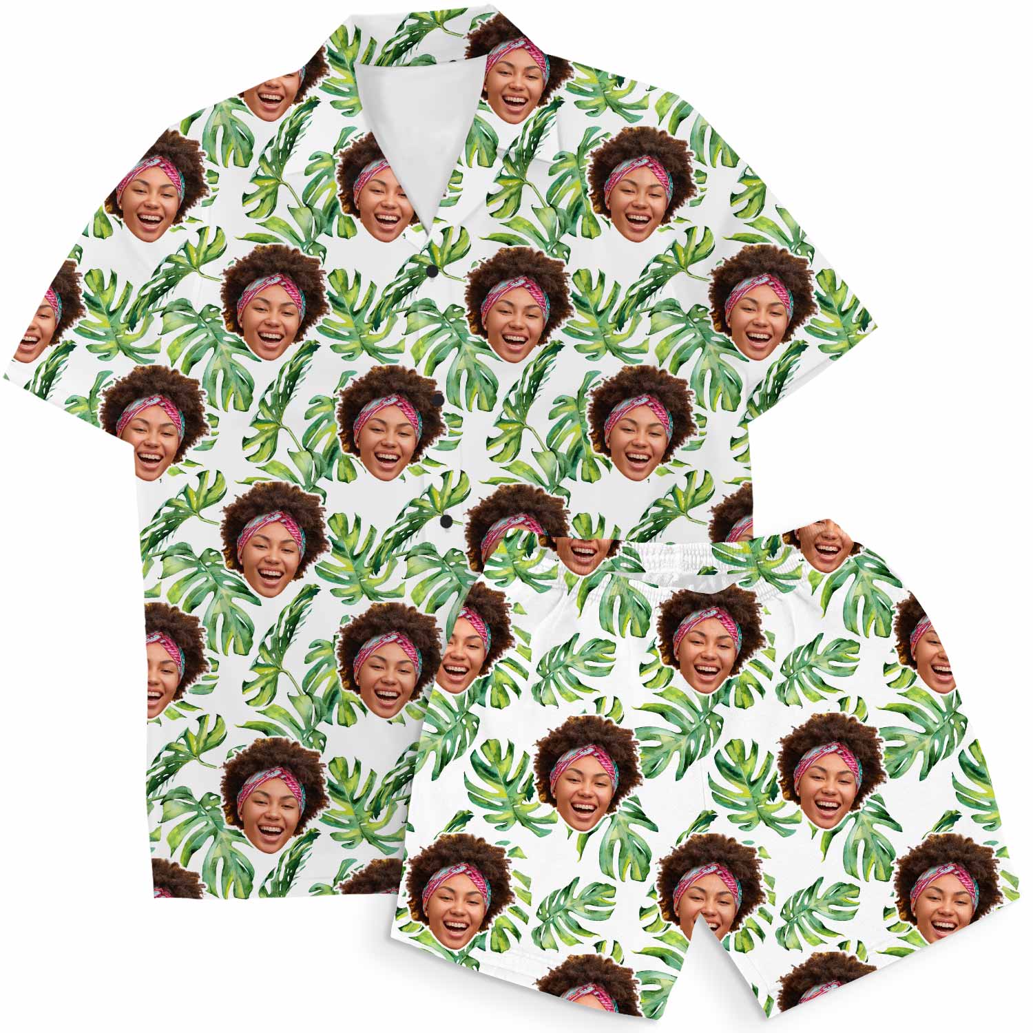 Tropical Leaf Personalized Hawaiian Shirt Shorts Set