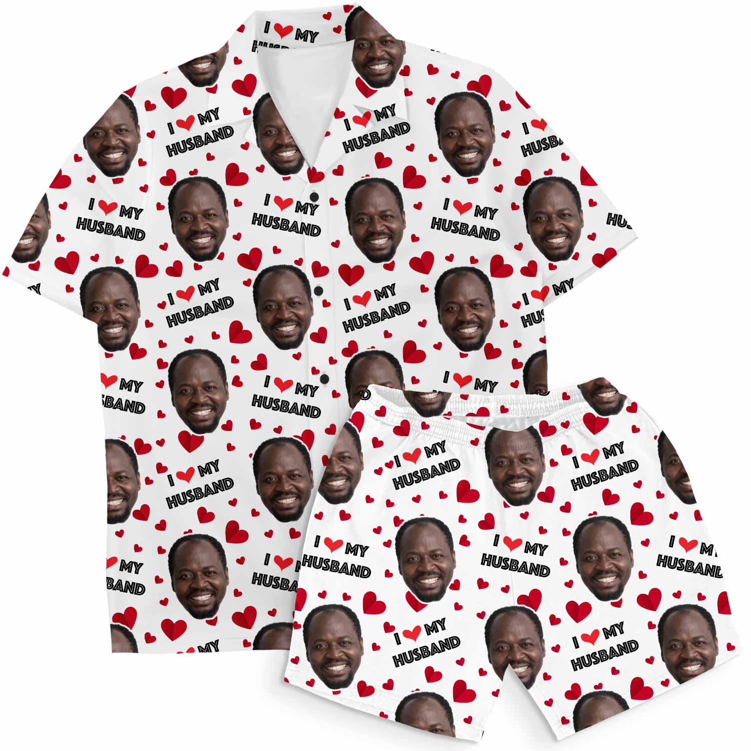 I Love My Husband Personalized Hawaiian Shirt Shorts Set