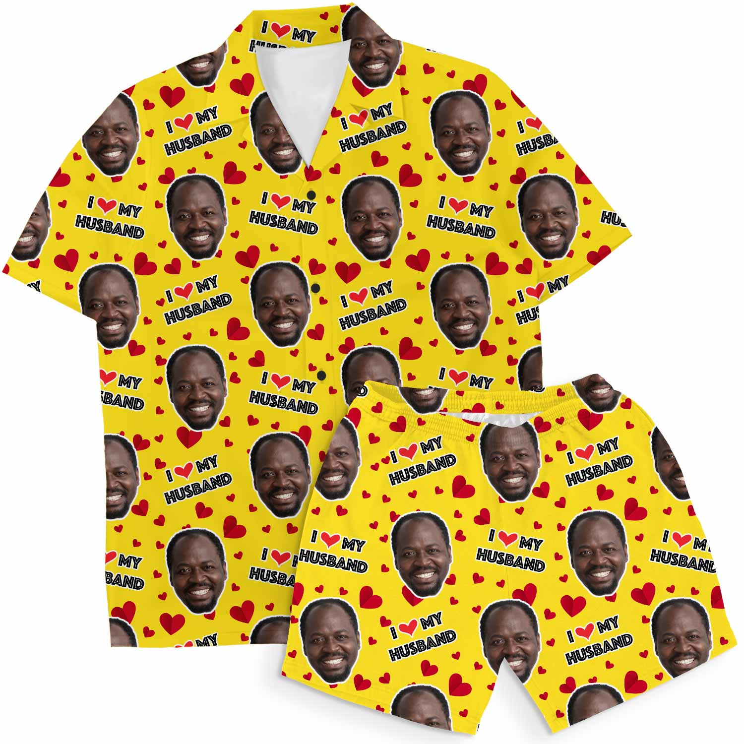 I Love My Husband Personalized Hawaiian Shirt Shorts Set
