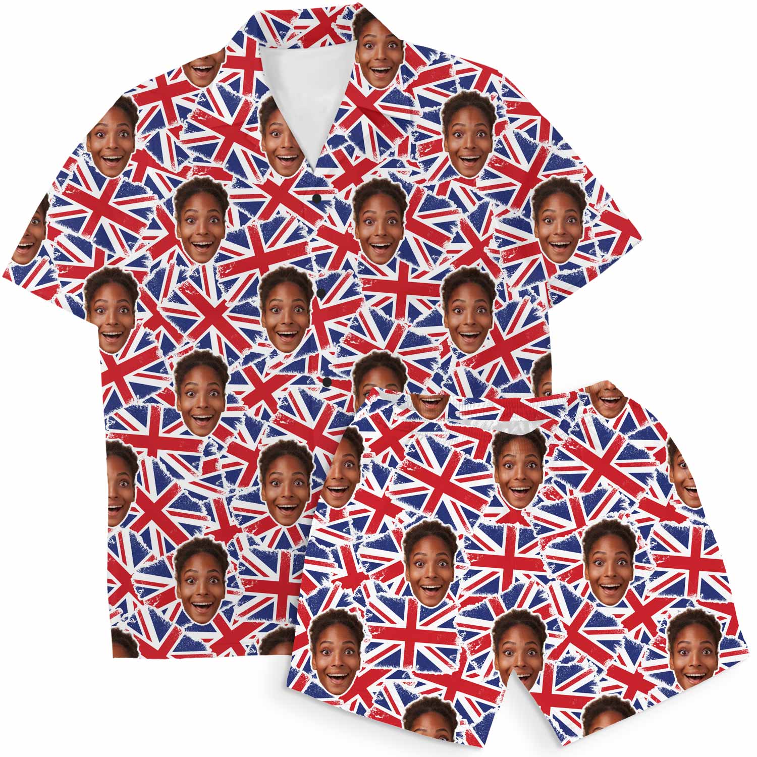 UK Flags Personalized Hawaiian Shirt Shorts Set