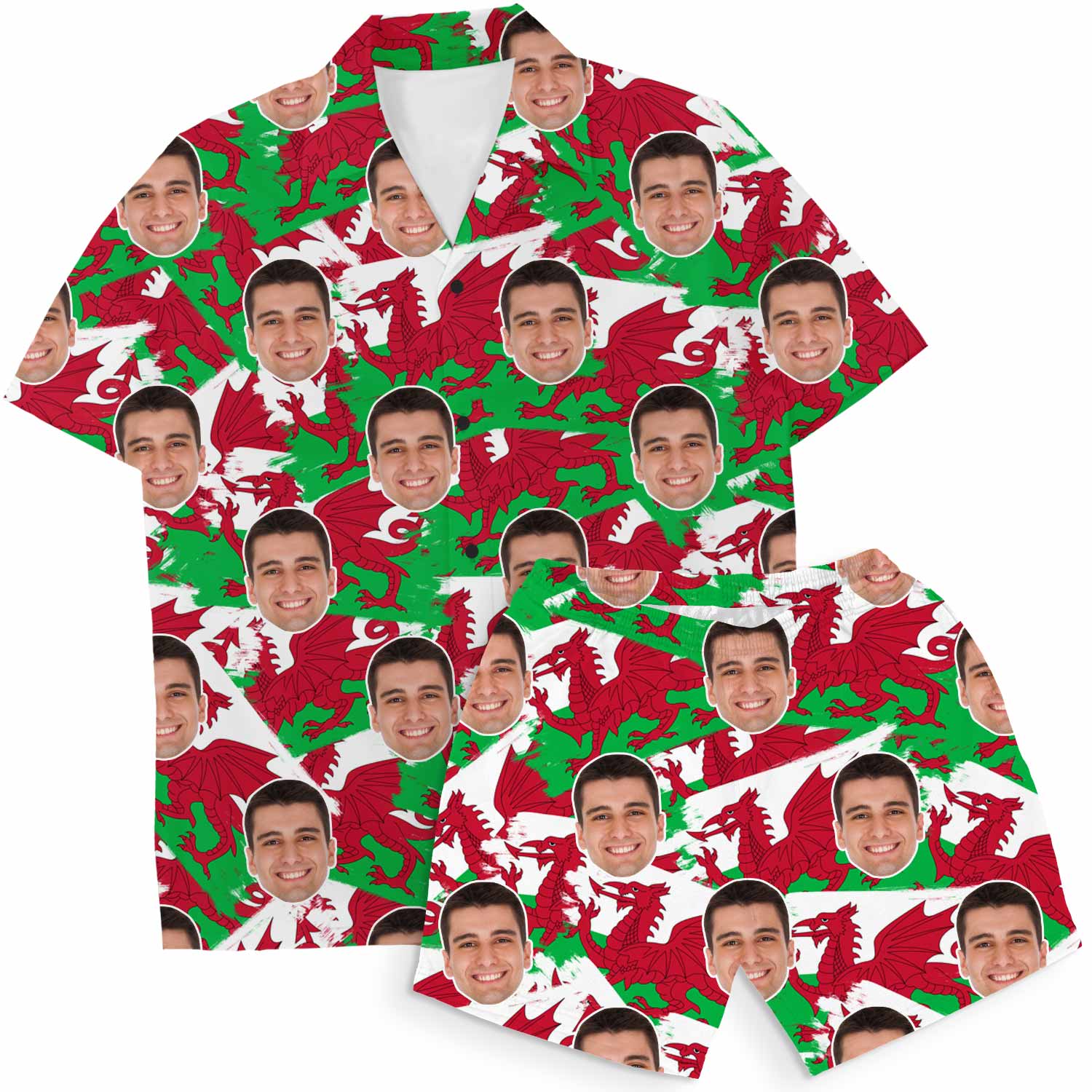 Wales Flags Personalized Hawaiian Shirt Shorts Set