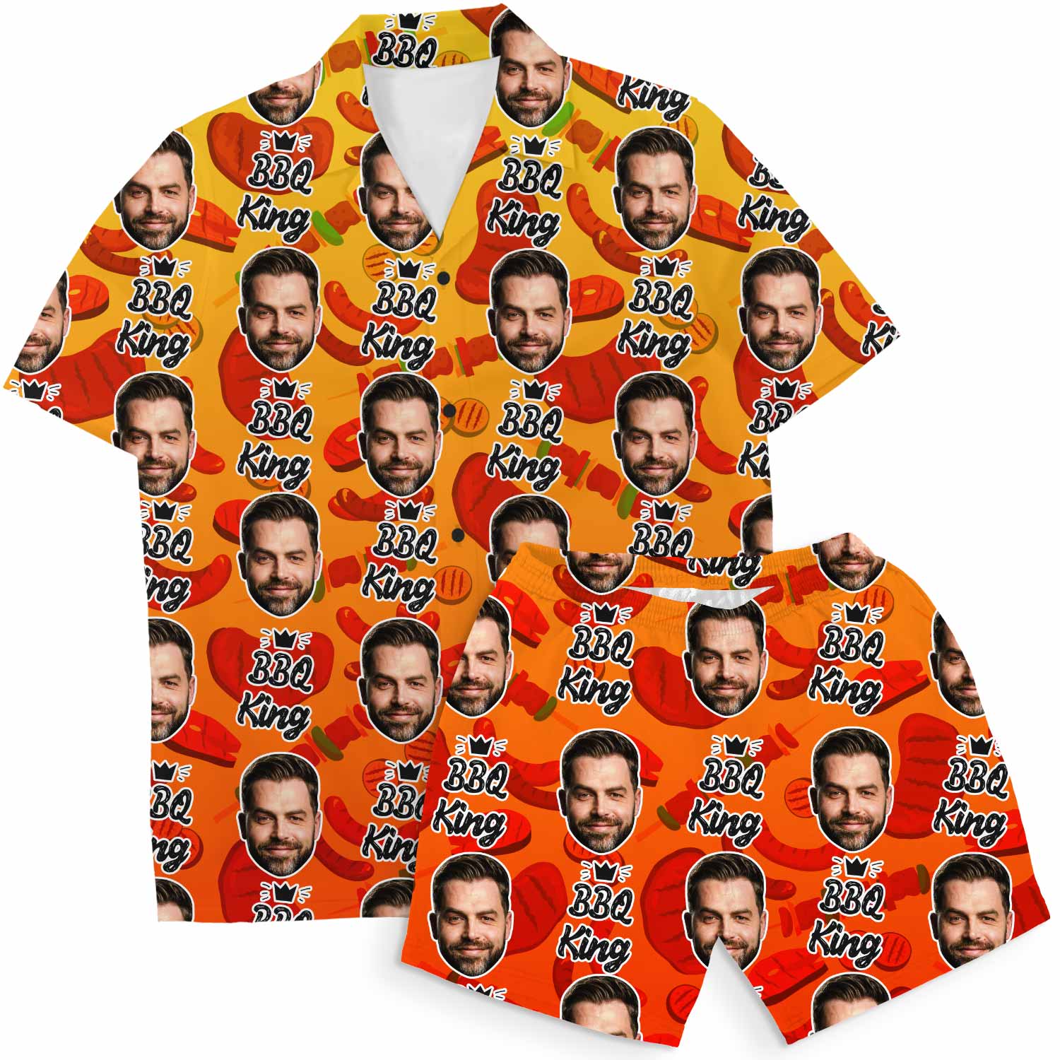 BBQ King Personalized Hawaiian Shirt Shorts Set