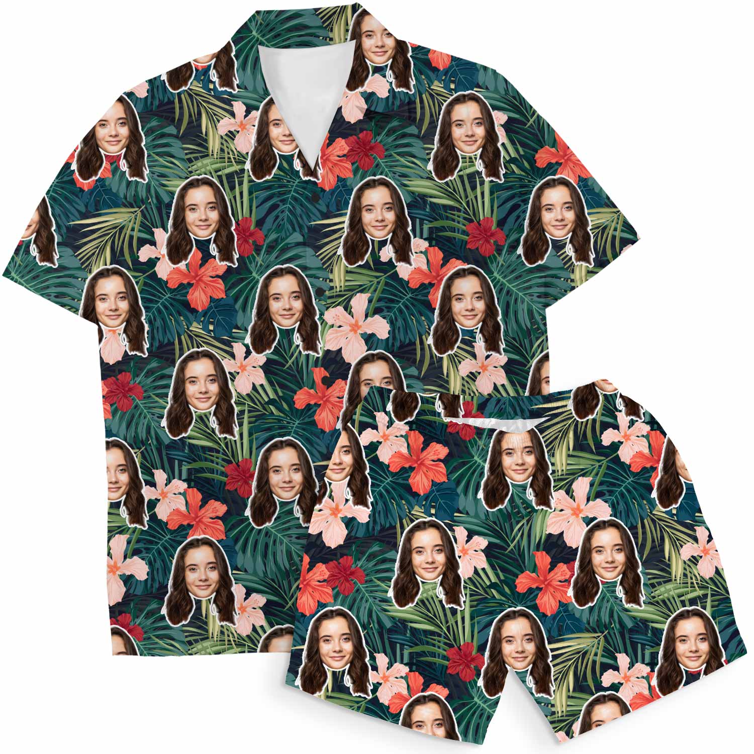Tropical Forest Personalized Hawaiian Shirt Shorts Set
