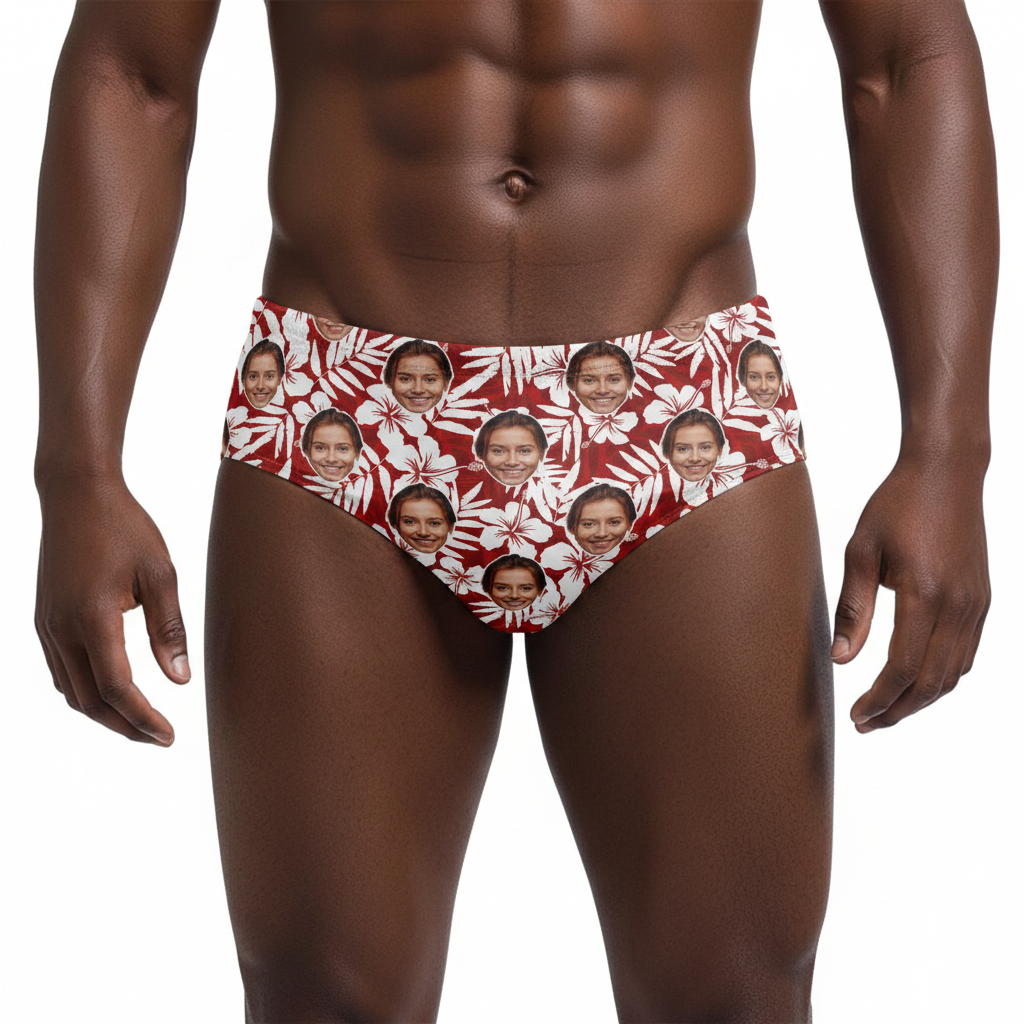 Hawaiian Red Custom Swim Trunks