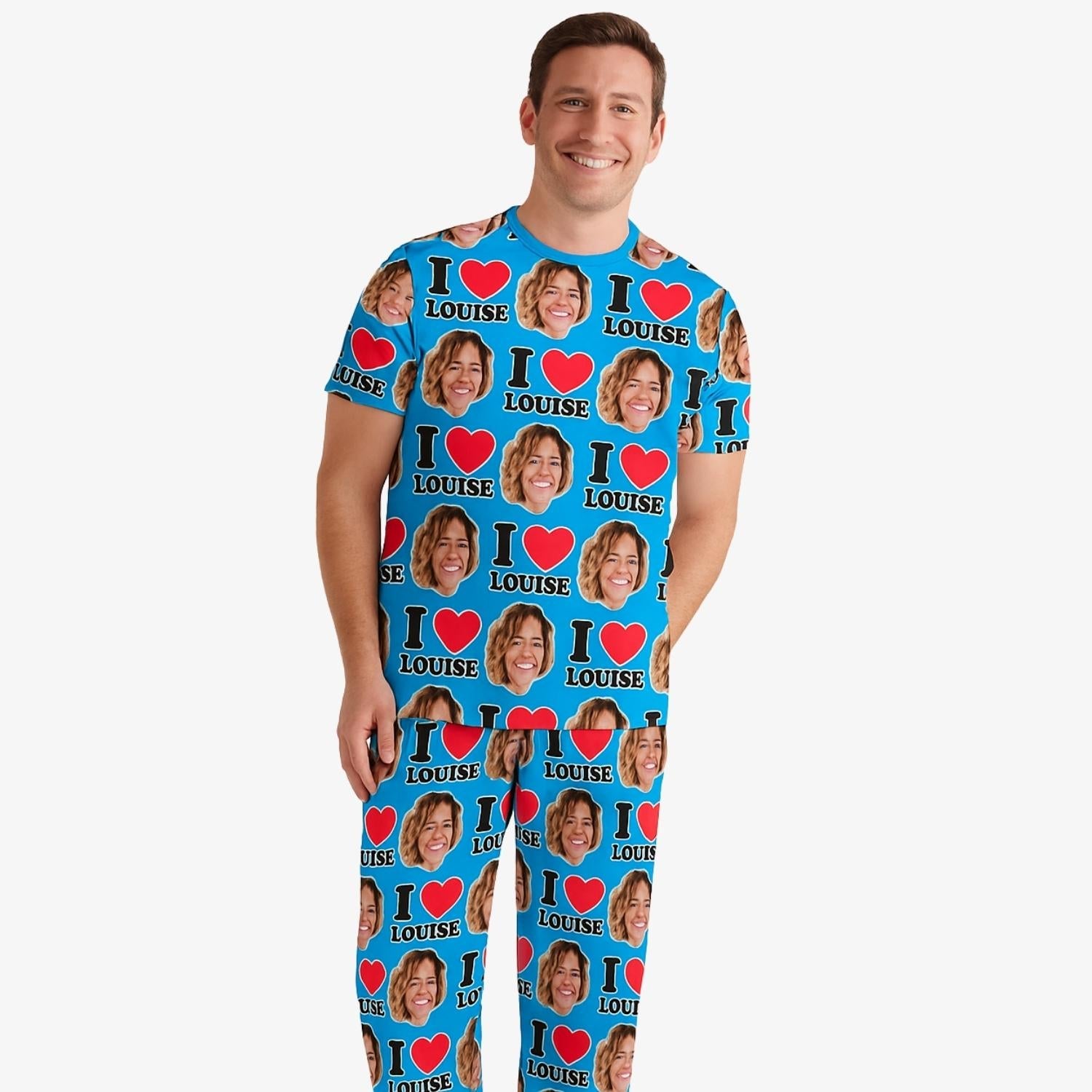 I Heart Name & Face Men's Custom PJs
