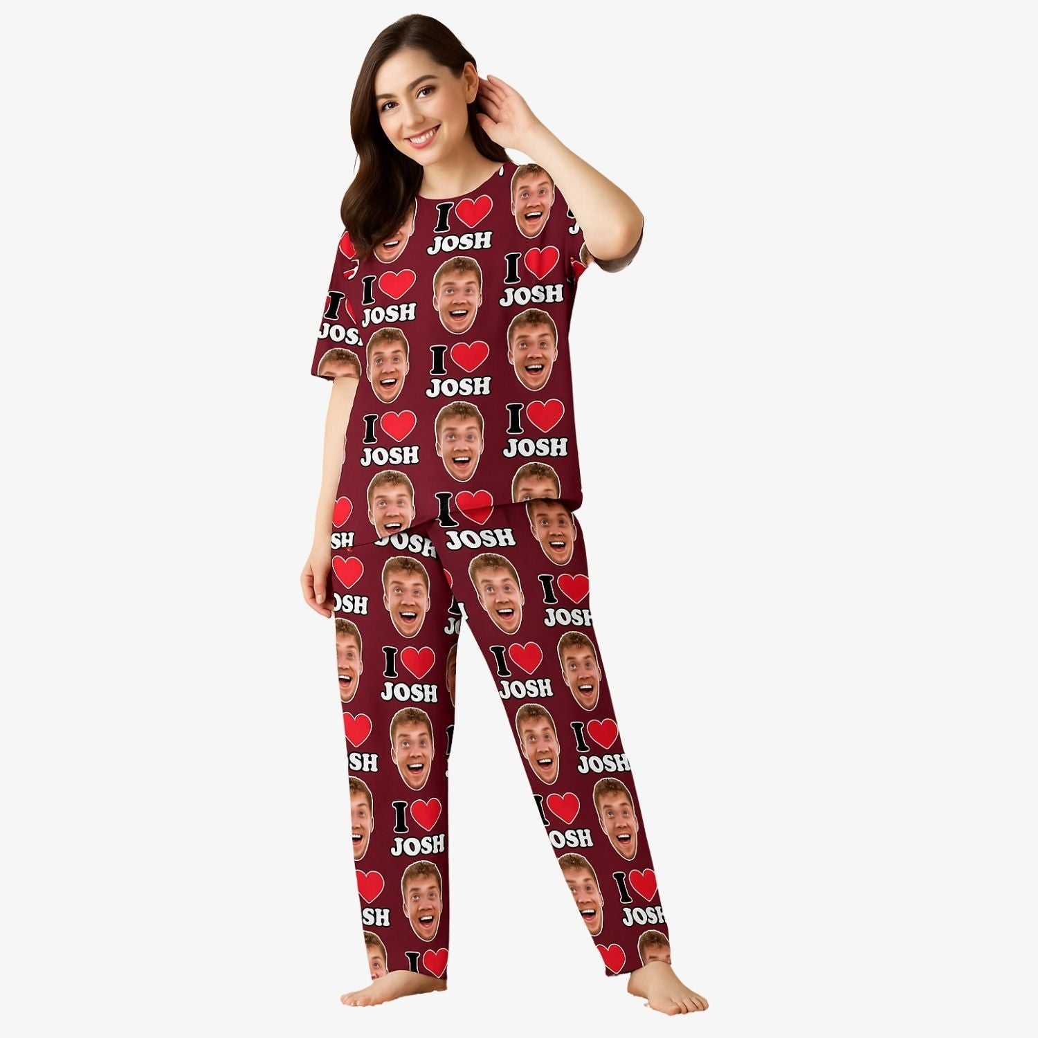 Women's I Heart your custom Name & photo of your Face Custom Pajamas