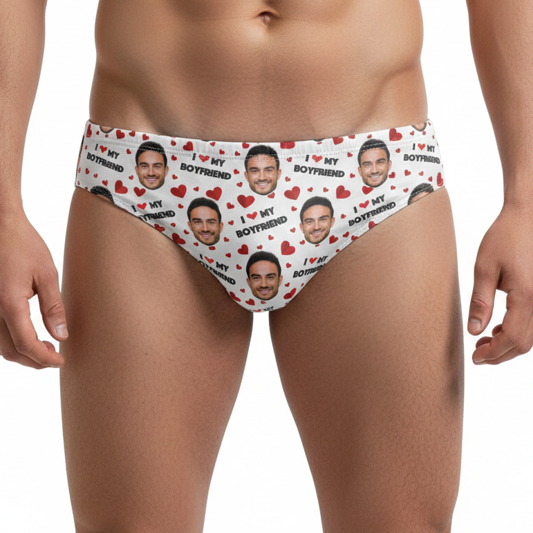 I Love My Boyfriend Custom Swim Trunks