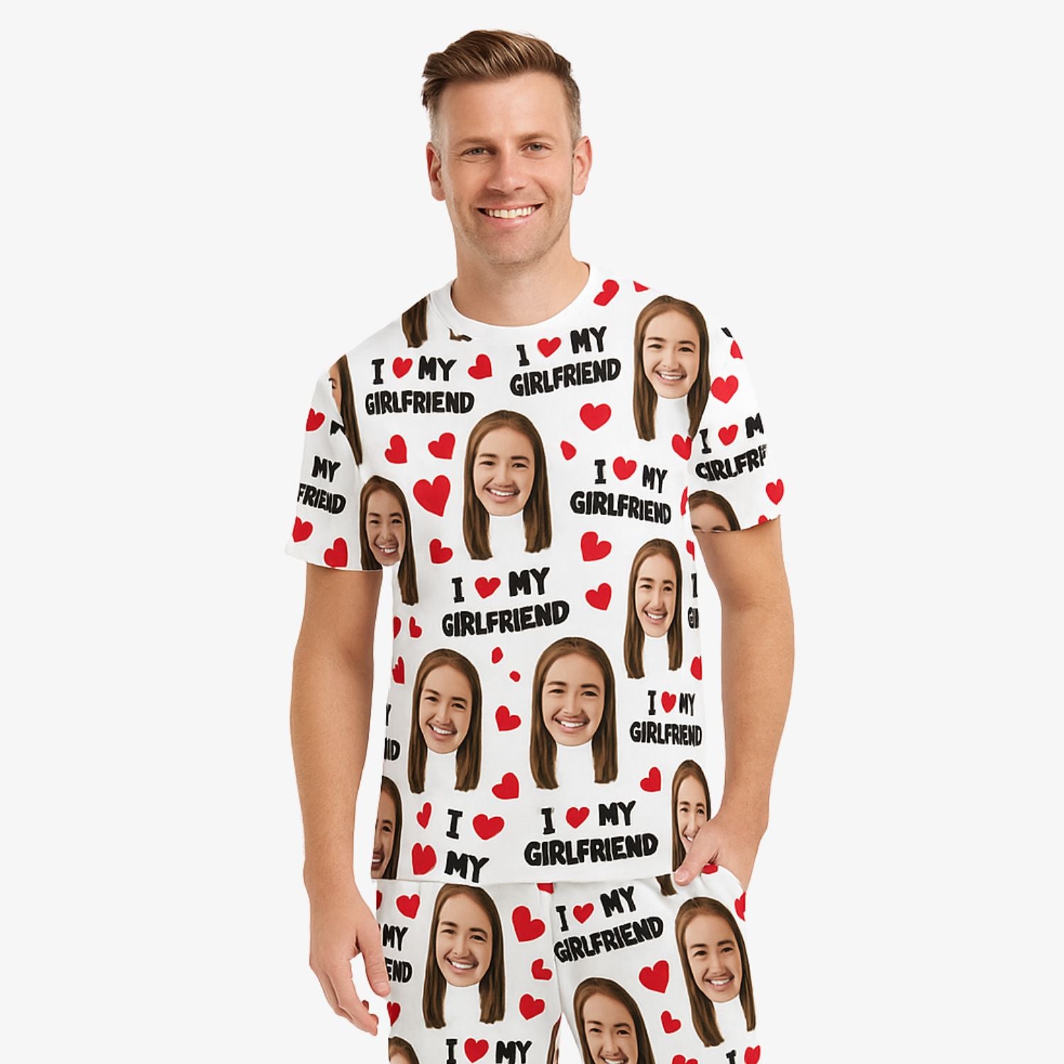 Men's I Love My Girlfriend Custom Pajamas