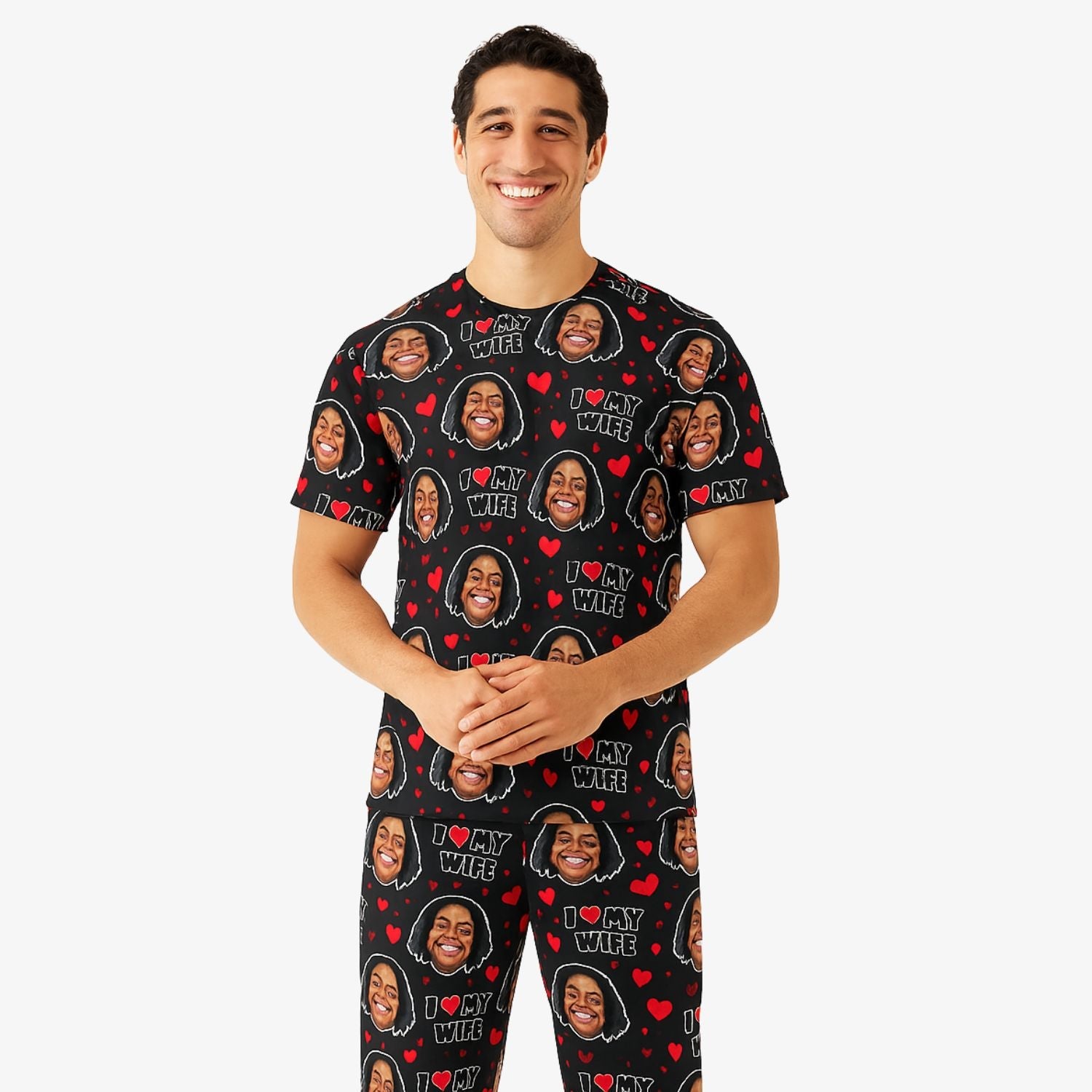 Men's I Love My Wife  Custom Pajamas