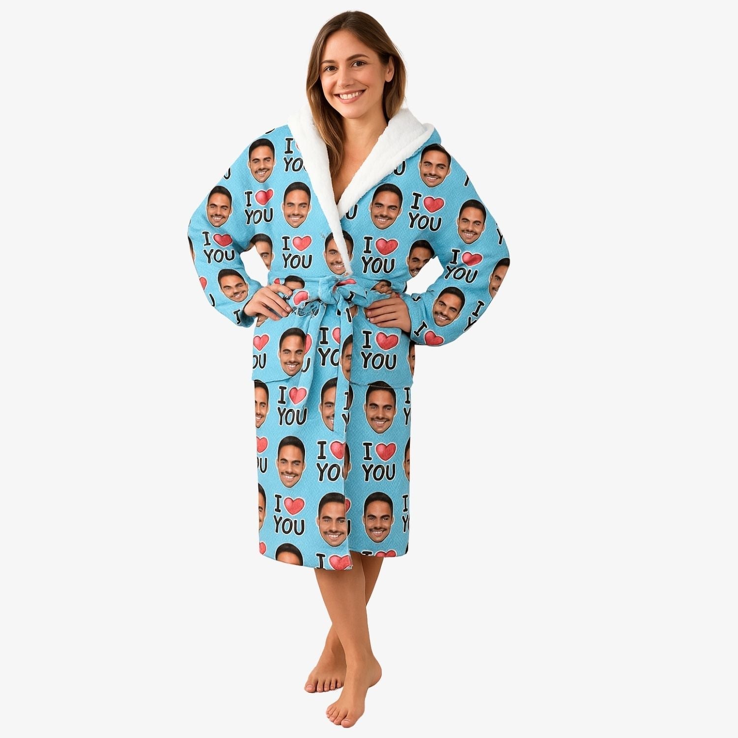 custom robe featuring hearts and faces