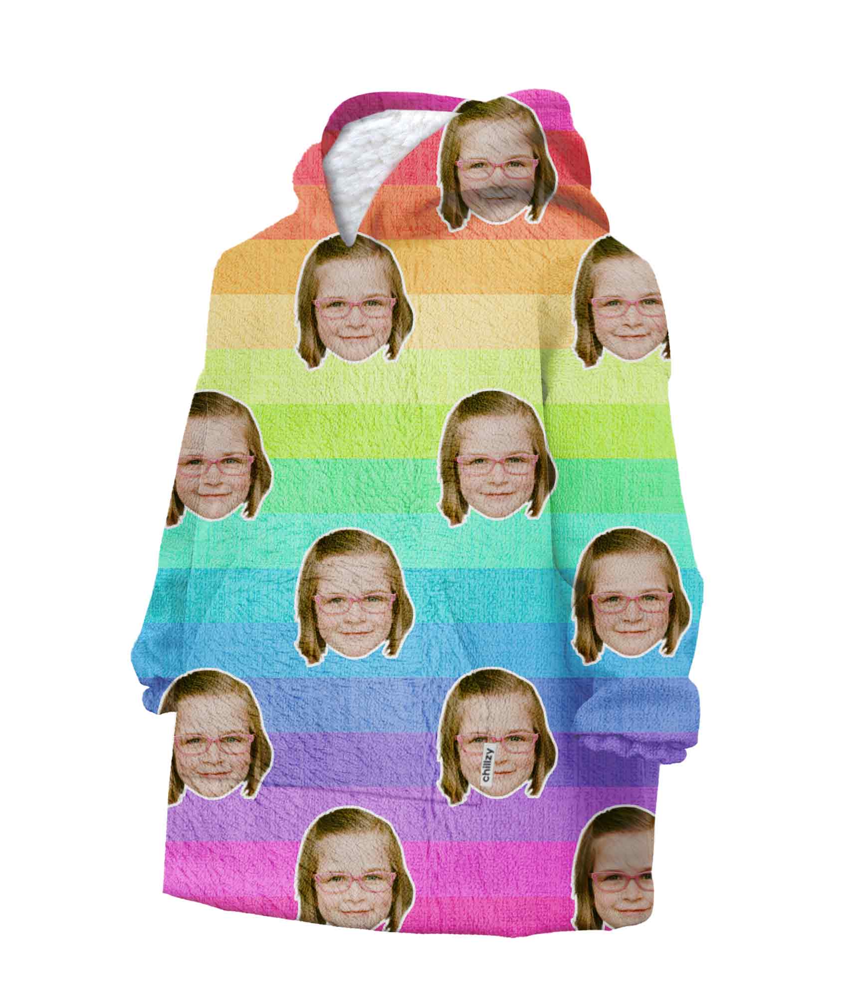 Striped Rainbow Kids Hoodie Blanket