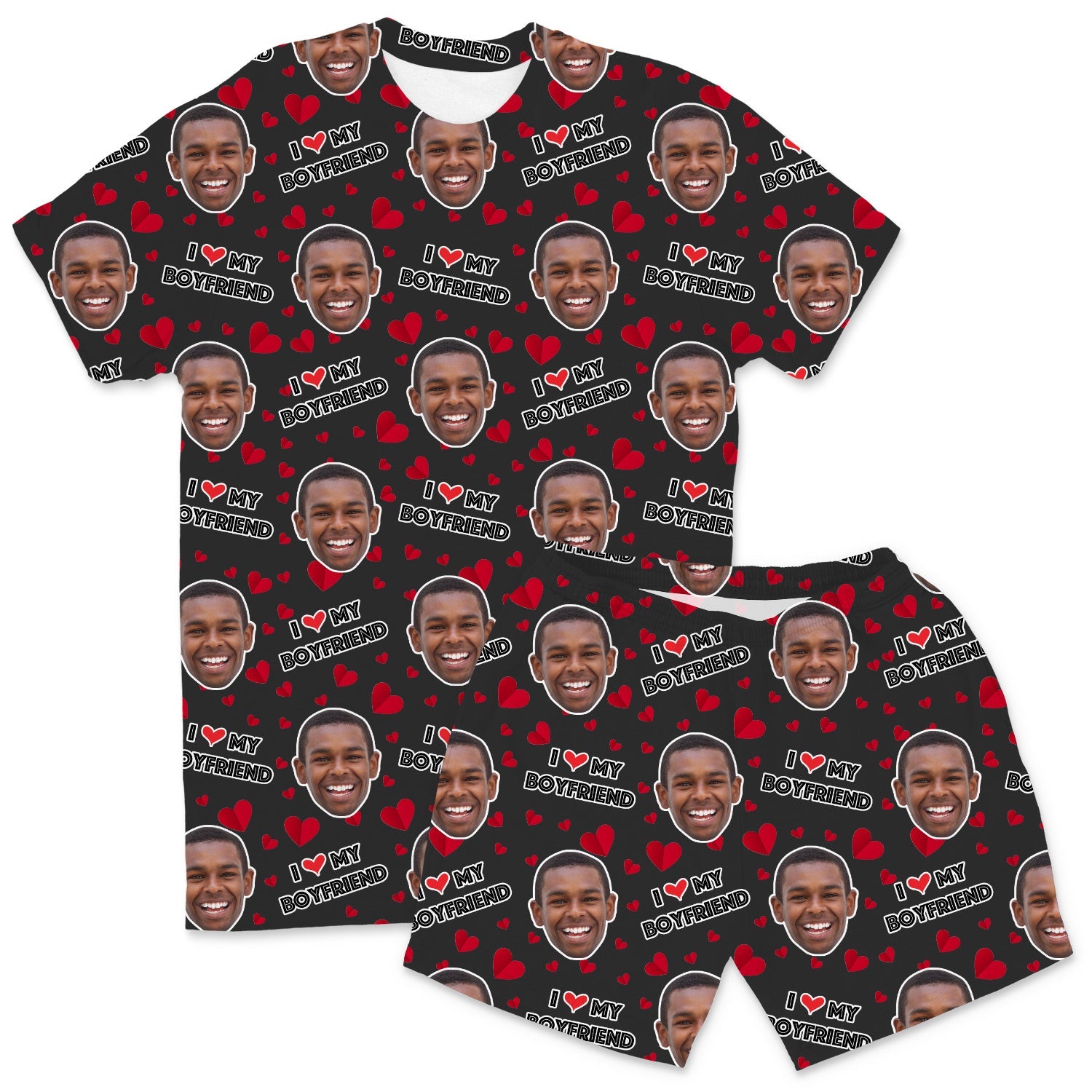 I Love My Boyfriend Custom Men's PJ Shorts Set