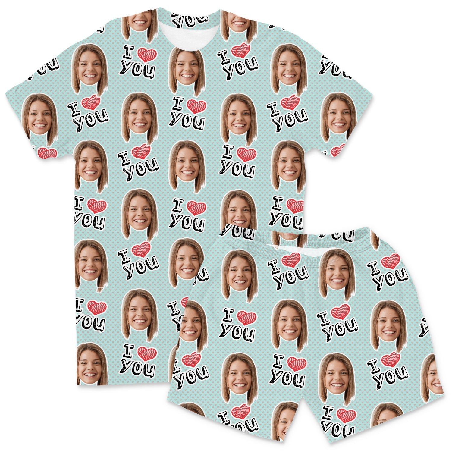 Men's I Heart You Custom PJs - Shorts Set