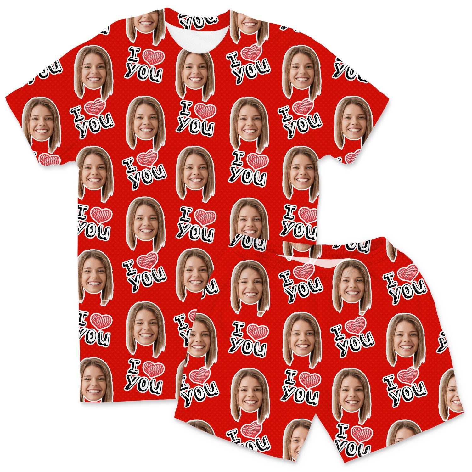 I Heart You Custom Men's PJ Shorts Set