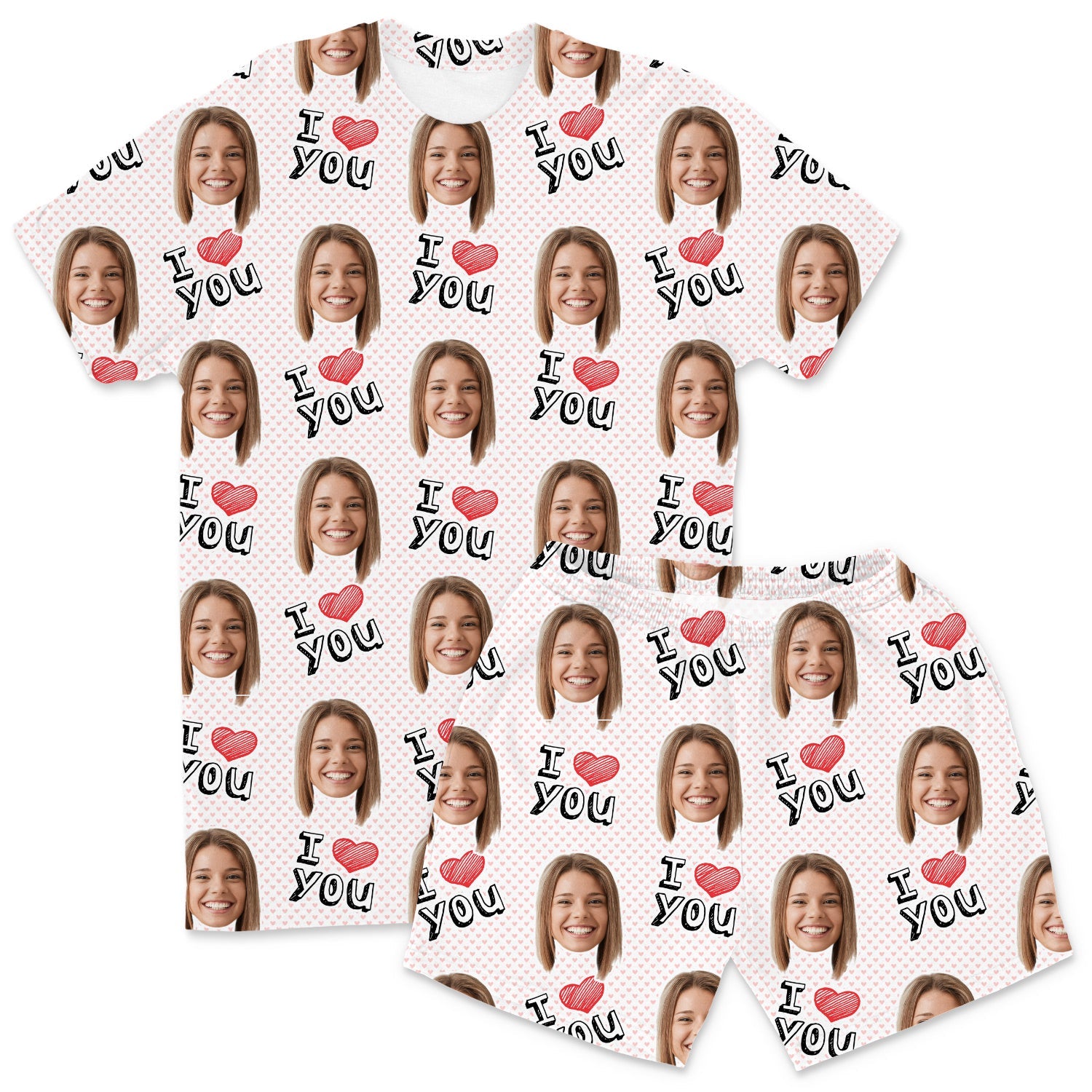 Men's I Heart You Custom PJs - Shorts Set