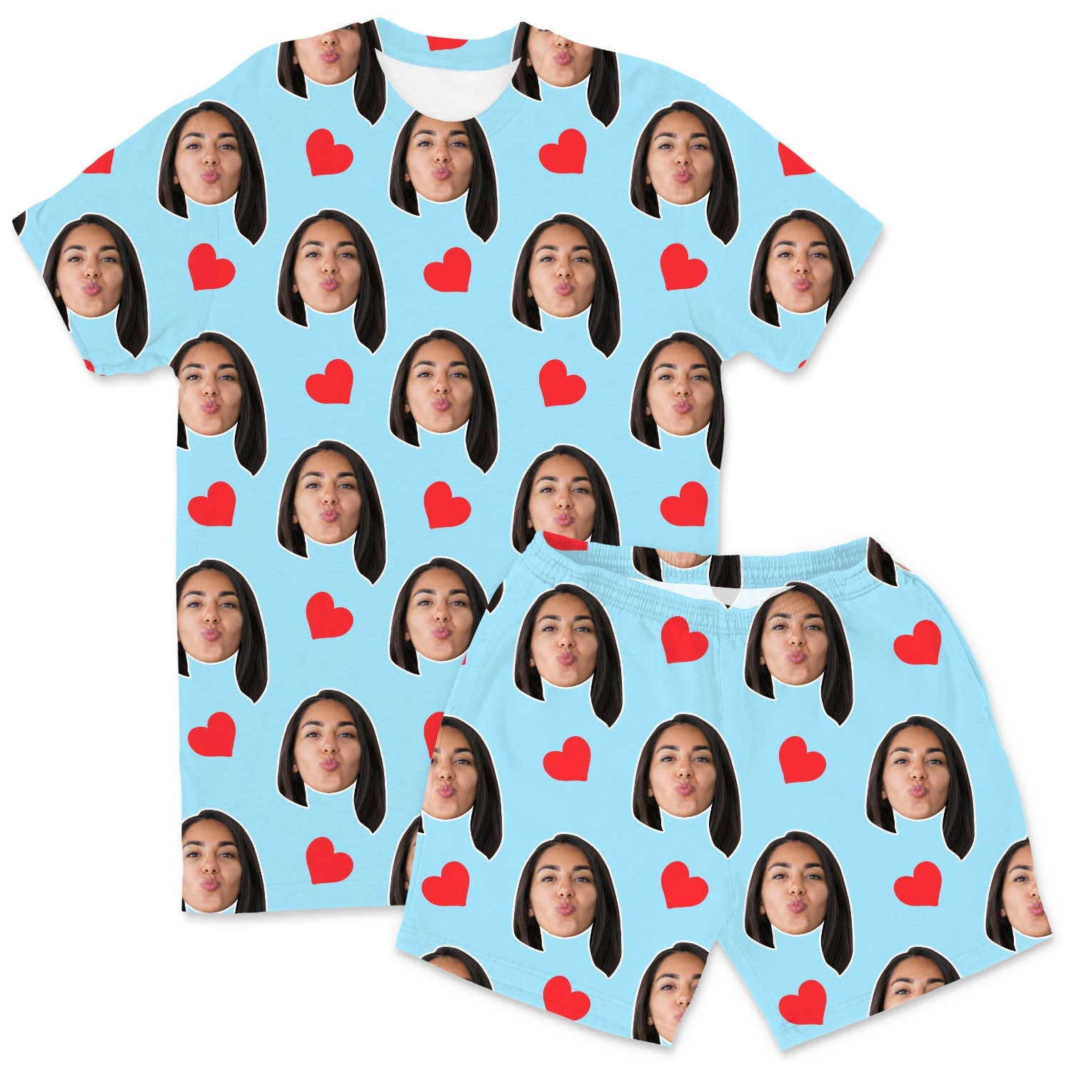 Men's Love Hearts Custom PJs - Shorts Set