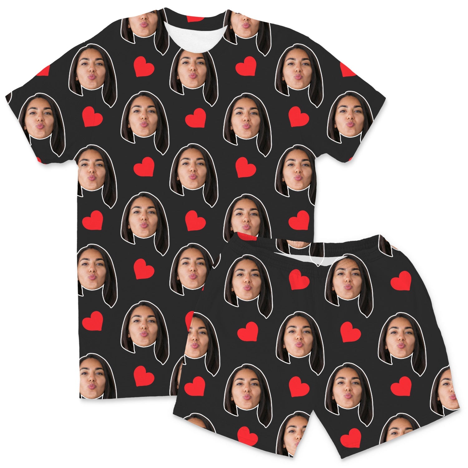 Men's Love Hearts Custom PJs - Shorts Set
