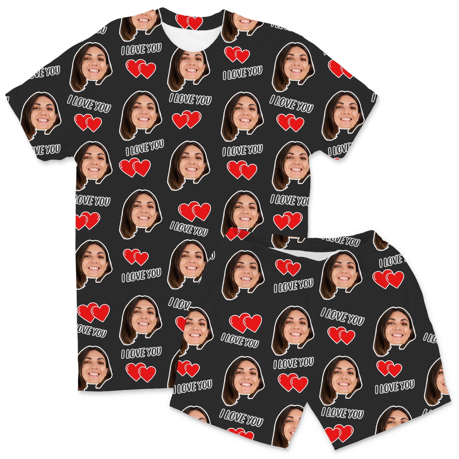 Men's I Love You Custom PJs - Shorts Set