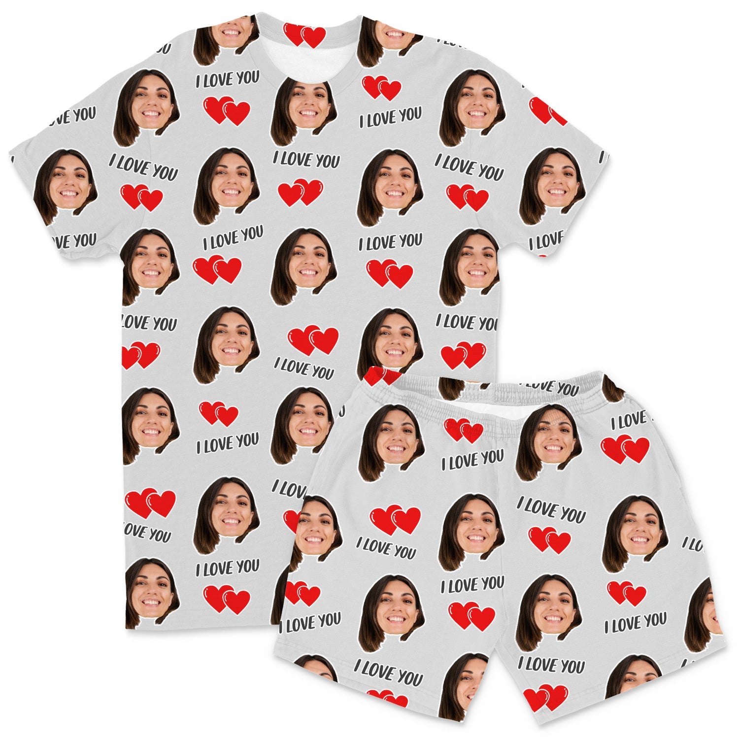 Men's I Love You Custom PJs - Shorts Set