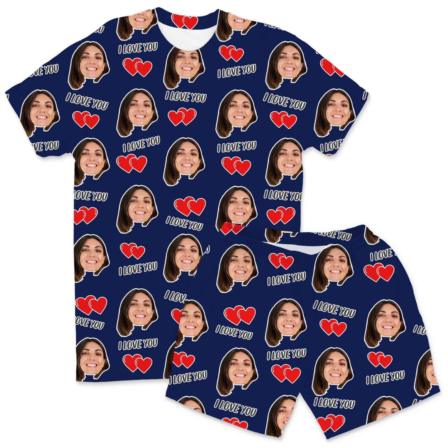 Men's I Love You Custom PJs - Shorts Set