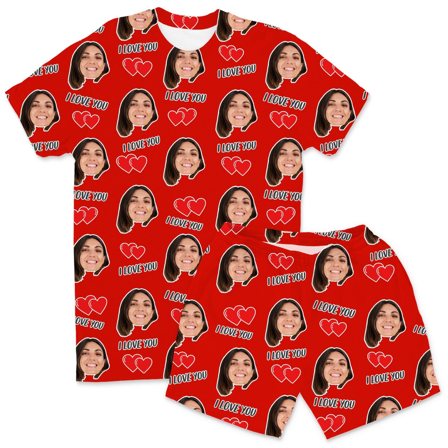 Men's I Love You Custom PJs - Shorts Set