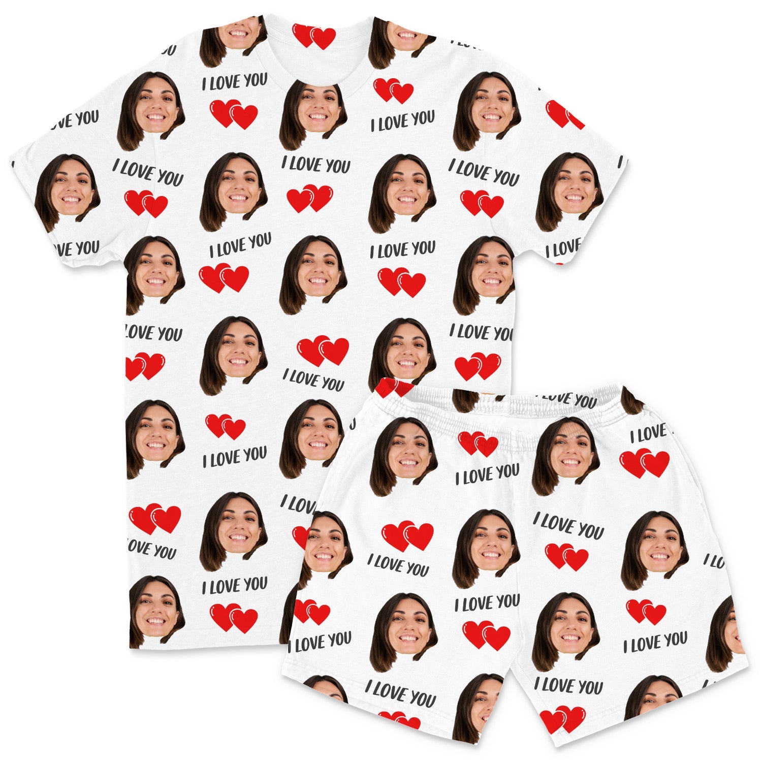 Men's I Love You Custom PJs - Shorts Set