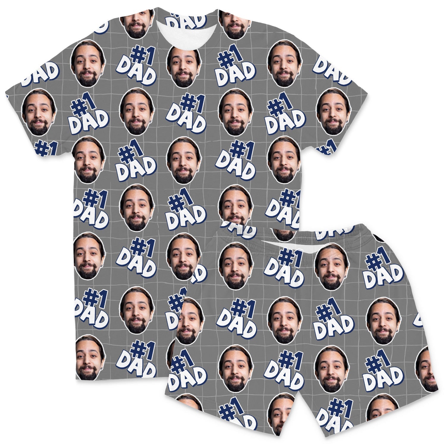 Men's Number 1 Dad Custom PJs - Shorts Set