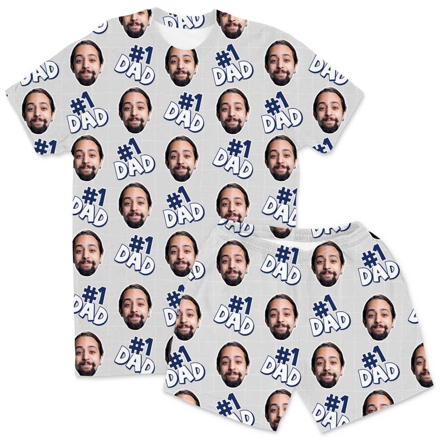 Men's Number 1 Dad Custom PJs - Shorts Set