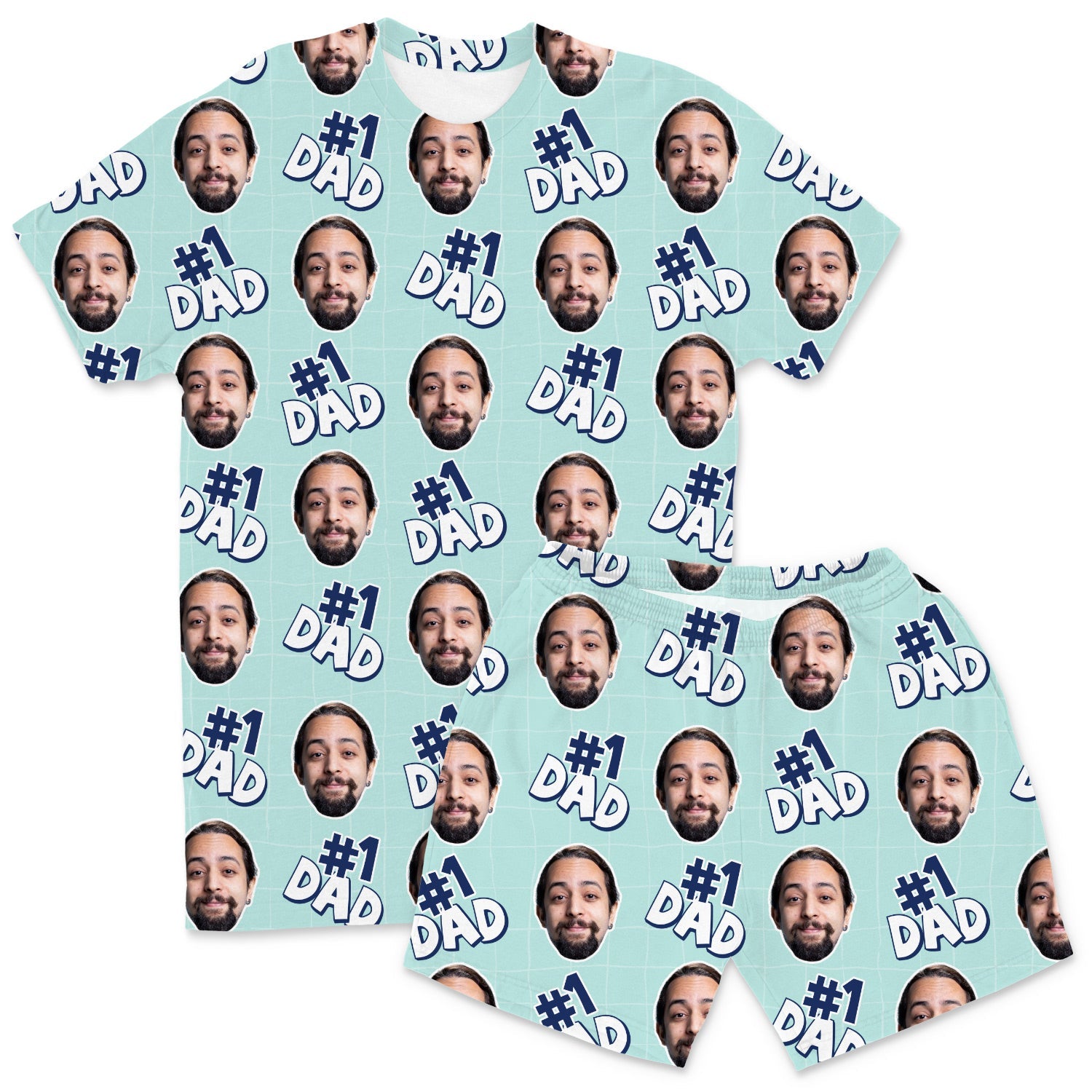 Men's Number 1 Dad Custom PJs - Shorts Set