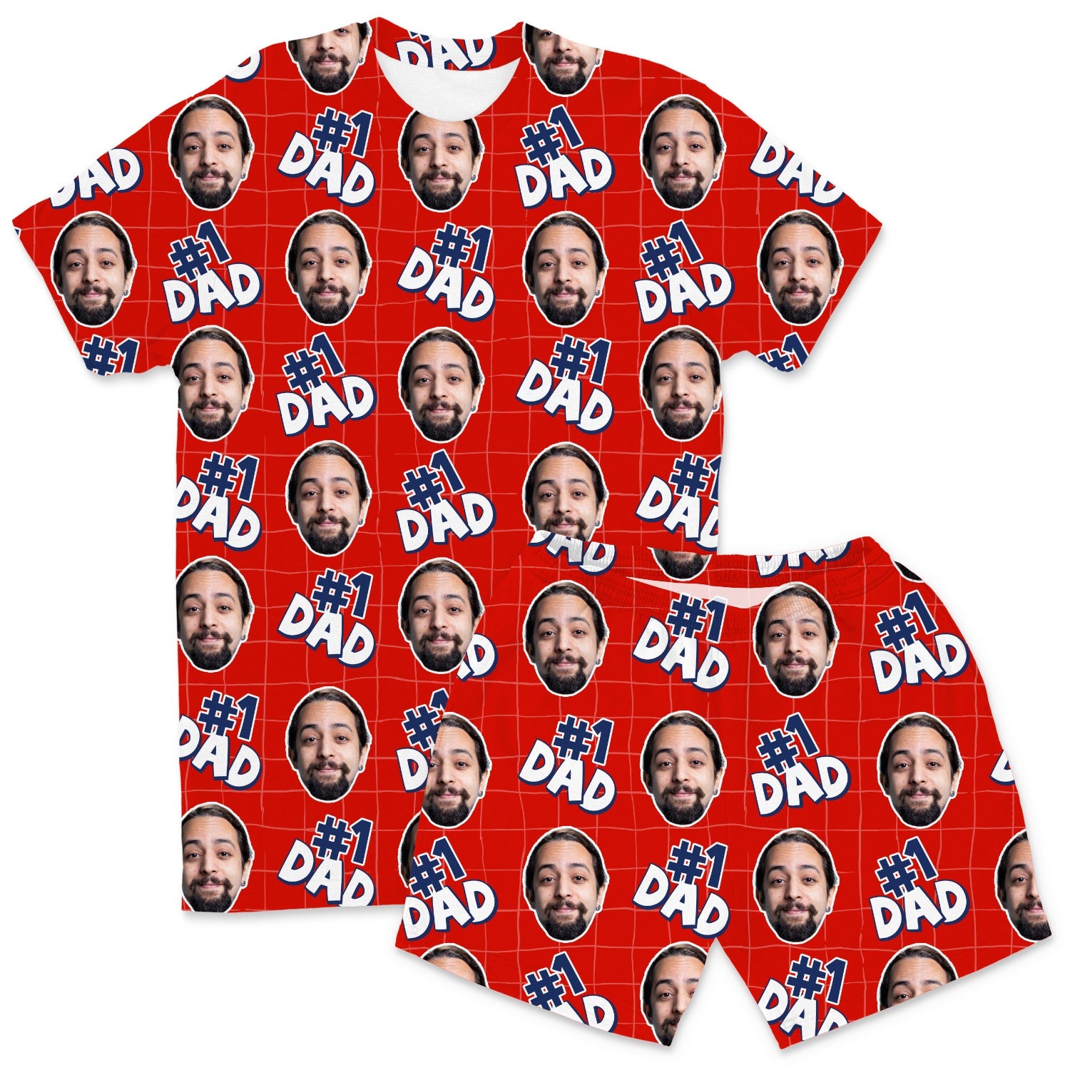 Men's Number 1 Dad Custom PJs - Shorts Set